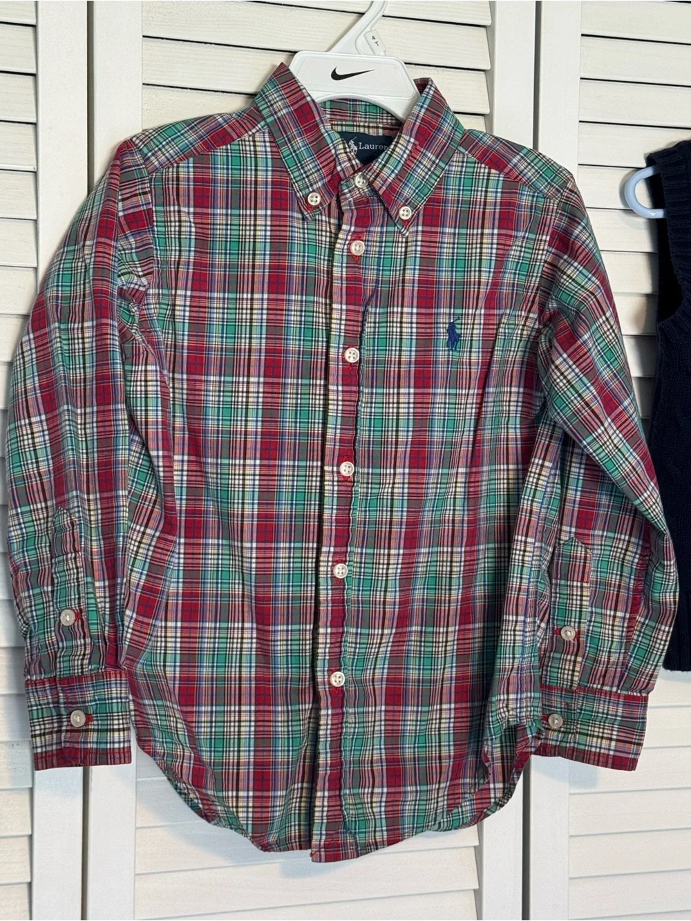 Ralph Lauren Button Down Shirt with Polo Ralph Lauren Navy V-Neck Sweater Vest
